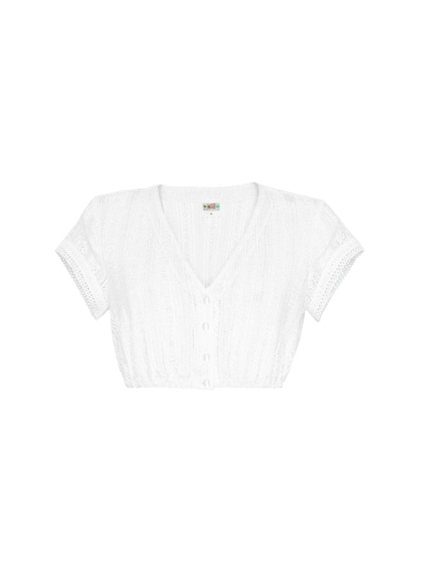Berwin V-Neck Lace Dirndl Blouse "Greta" white