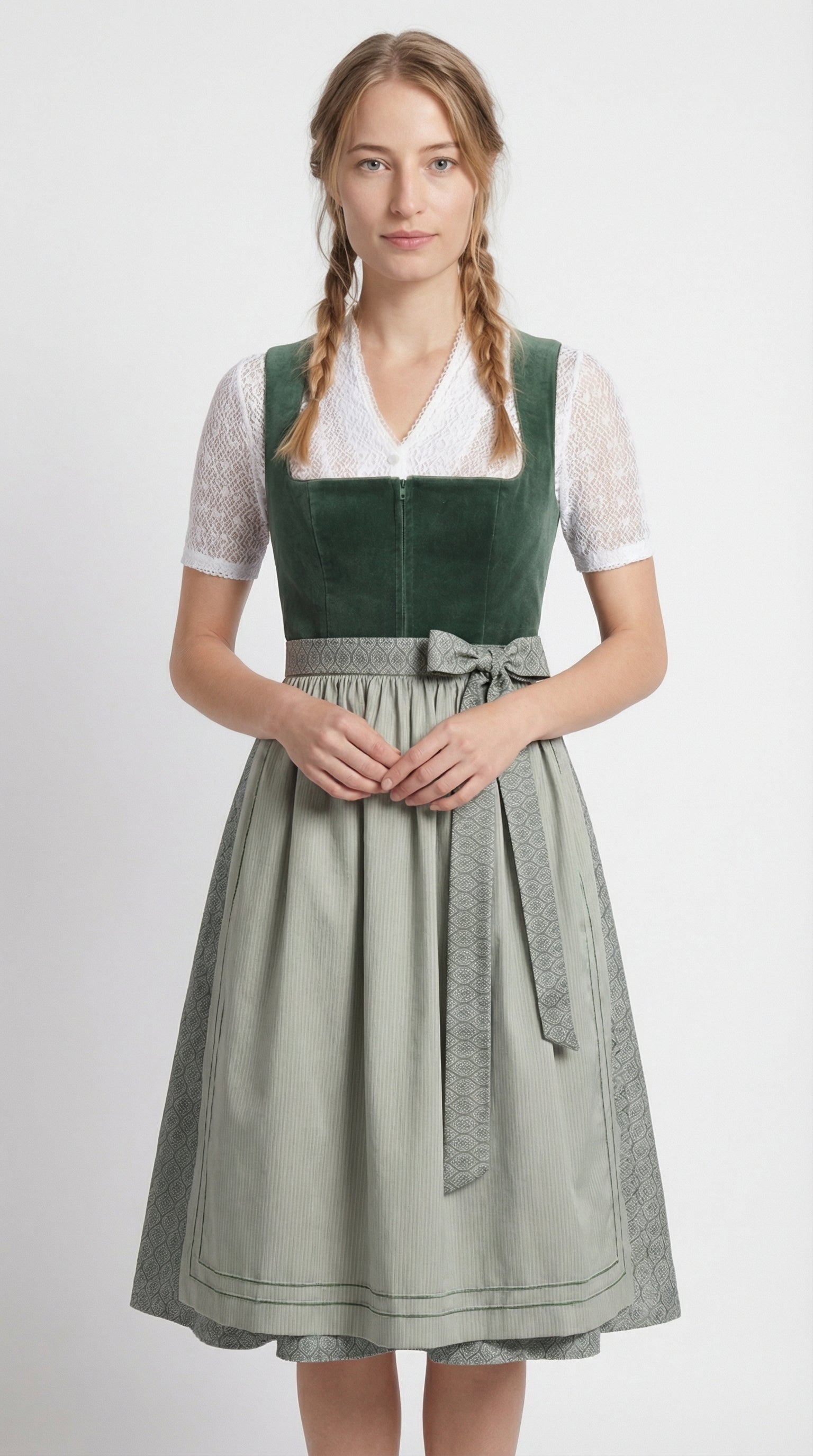 Berwin Long Dirndl 2pcs. 75cm "Janet" green (low stock)