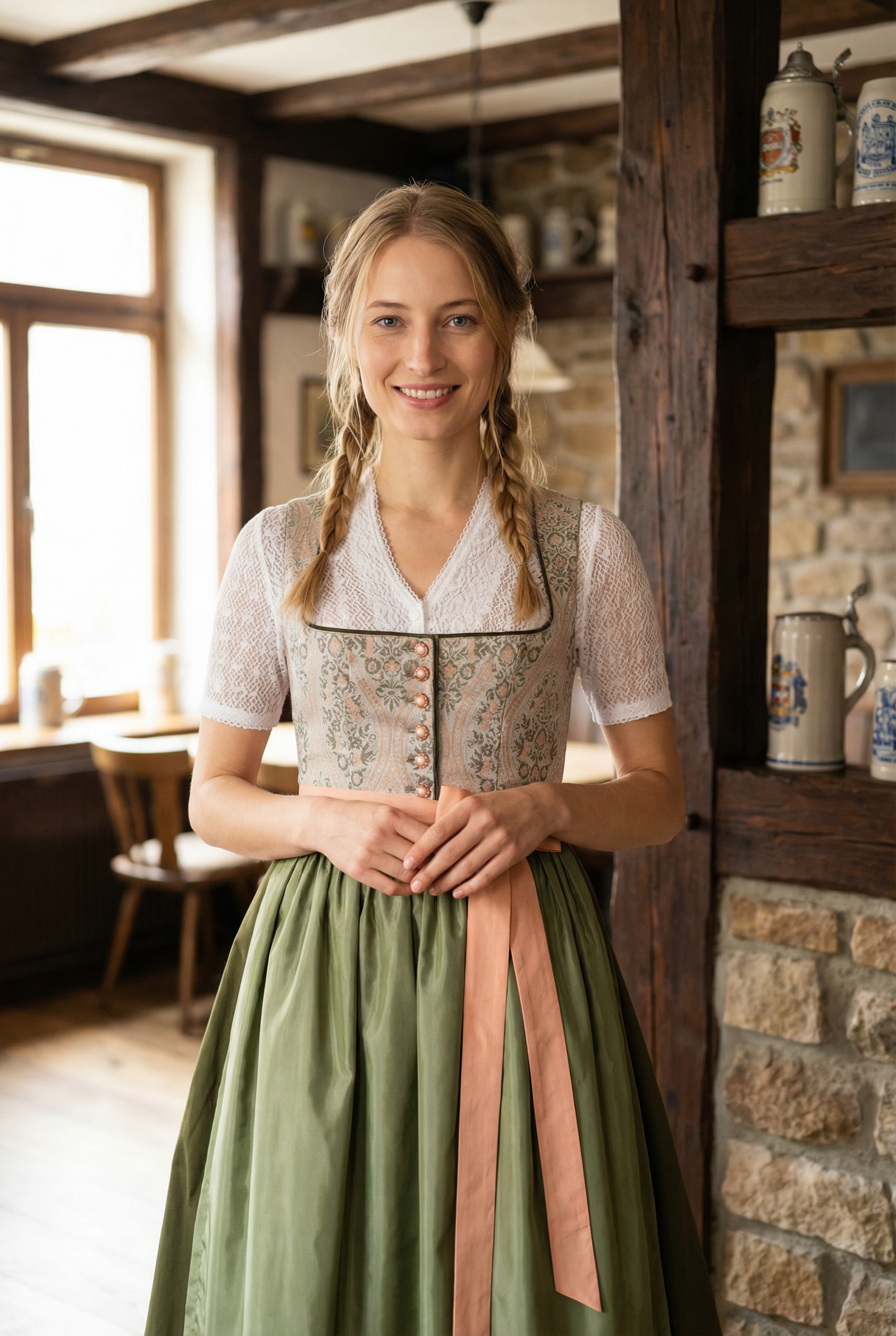 Berwin Maxi Dirndl 2pcs. 80cm "Tiffany" green