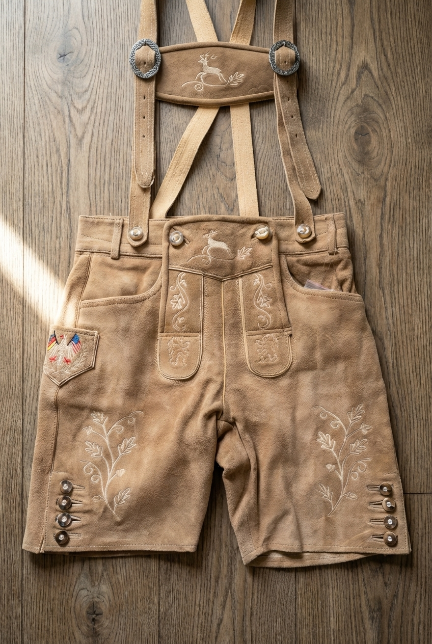 Men's Lederhosen "Vogtland3" H-Straps Light Brown