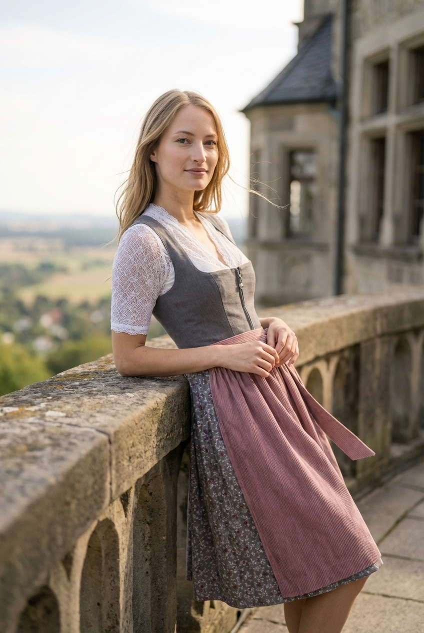Berwin Midi Dirndl 2pcs. 60cm "Sara" grey